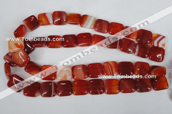 CAG3244 15.5 inches 18*18mm square red line agate beads