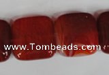 CAG3245 15.5 inches 20*20mm square red line agate beads