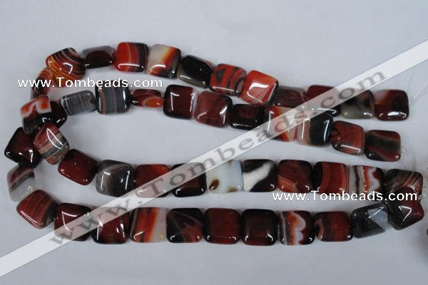 CAG3248 15.5 inches 16*16mm square red line agate beads