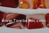 CAG3255 15.5 inches 15*20mm rectangle red line agate beads