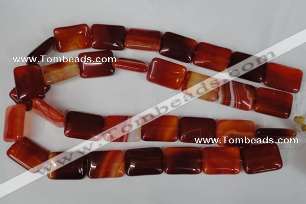 CAG3256 15.5 inches 18*25mm rectangle red line agate beads