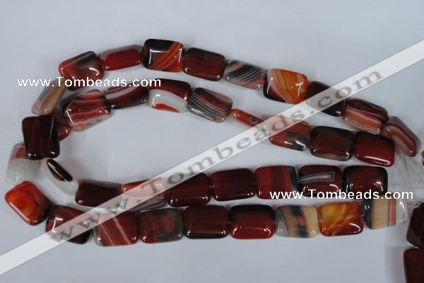 CAG3264 15.5 inches 15*20mm rectangle red line agate beads