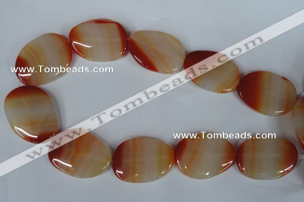 CAG3269 15.5 inches 28*40mm freeform red line agate beads