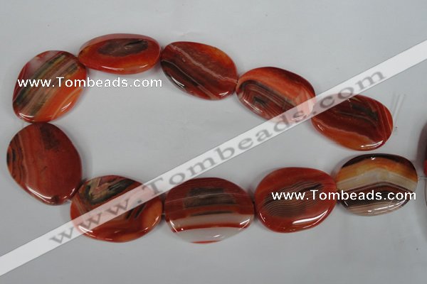 CAG3270 15.5 inches 28*40mm freeform red line agate beads