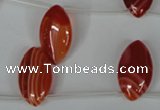 CAG3283 Top-drilled 12*20mm marquise red line agate beads