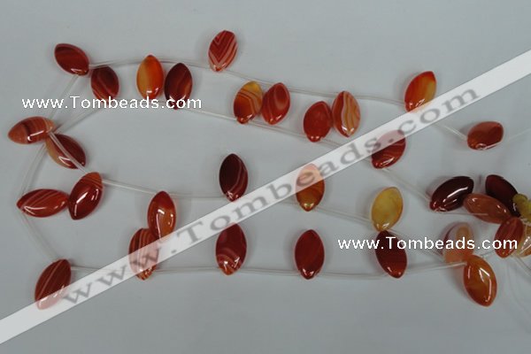 CAG3283 Top-drilled 12*20mm marquise red line agate beads