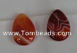 CAG3288 Top-drilled 18*25mm flat teardrop red line agate beads