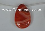 CAG3289 Top-drilled 20*30mm flat teardrop red line agate beads