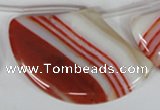 CAG3295 Top-drilled 35*55mm sector red line agate beads