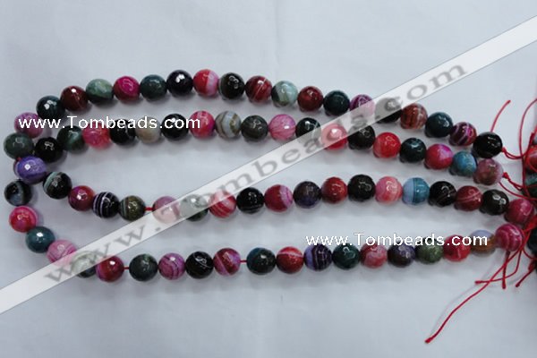 CAG3303 15.5 inches 10mm faceted round colorfull line agate beads