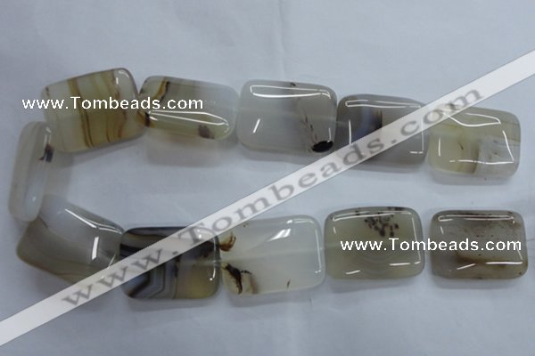 CAG3347 15.5 inches 25*35mm rectangle natural grey agate beads