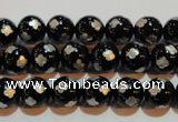 CAG3352 15.5 inches 8mm carved round black agate beads wholesale