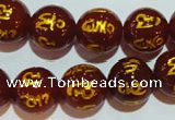 CAG3405 15.5 inches 16mm carved round red agate beads wholesale