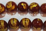 CAG3417 15.5 inches 16mm carved round red agate beads wholesale