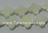 CAG3425 15.5 inches 14*14mm flower white agate gemstone beads