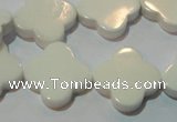 CAG3428 15.5 inches 20*20mm flower white agate gemstone beads