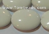 CAG3435 15.5 inches 22*30mm oval white agate gemstone beads