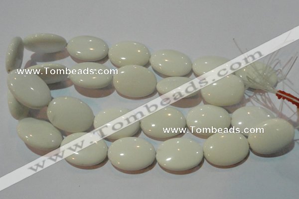 CAG3435 15.5 inches 22*30mm oval white agate gemstone beads