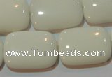 CAG3441 15.5 inches 18*25mm rectangle white agate gemstone beads