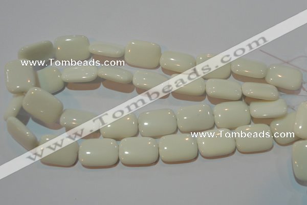 CAG3441 15.5 inches 18*25mm rectangle white agate gemstone beads