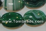 CAG3463 15.5 inches 18*25mm oval green line agate beads