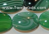 CAG3465 15.5 inches 22*30mm oval green line agate beads