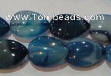 CAG3471 15.5 inches 15*20mm flat teardrop blue line agate beads