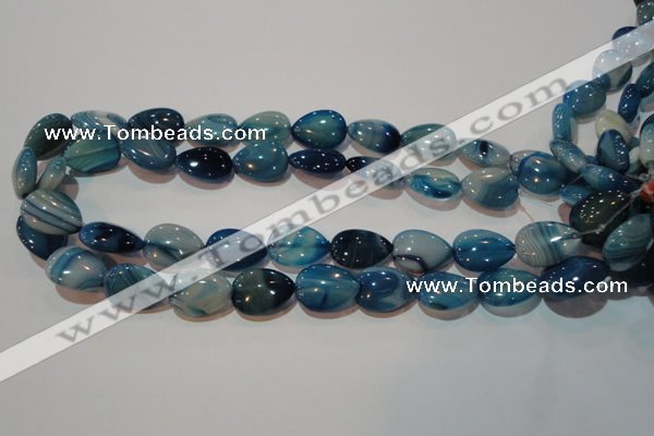 CAG3471 15.5 inches 15*20mm flat teardrop blue line agate beads