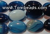 CAG3480 15.5 inches 13*18mm oval blue line agate beads