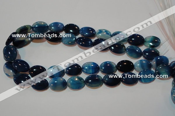 CAG3481 15.5 inches 15*20mm oval blue line agate beads