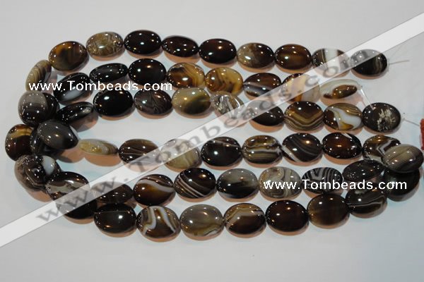 CAG3495 15.5 inches 15*20mm oval brown line agate beads