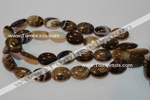 CAG3496 15.5 inches 18*25mm oval brown line agate beads