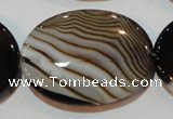 CAG3500 15.5 inches 30*40mm oval brown line agate beads