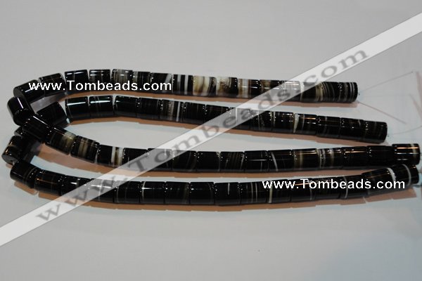 CAG3510 15.5 inches 11*13mm column brown line agate beads