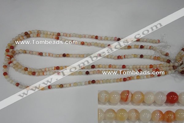 CAG3585 15.5 inches 4mm round red line agate beads wholesale