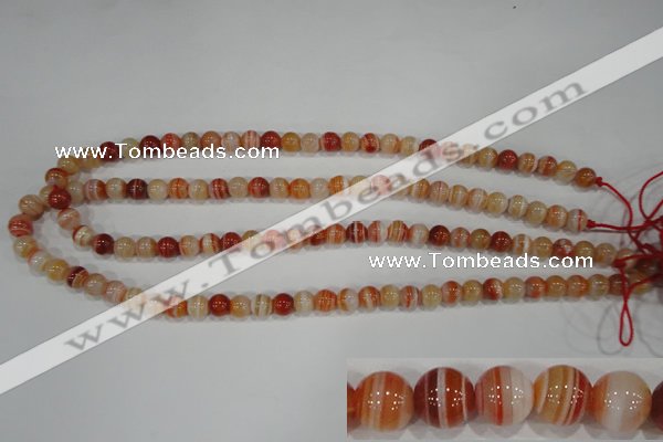 CAG3587 15.5 inches 8mm round red line agate beads wholesale