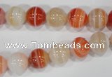 CAG3588 15.5 inches 10mm round red line agate beads wholesale