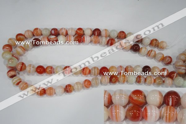CAG3588 15.5 inches 10mm round red line agate beads wholesale
