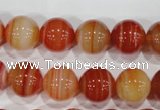 CAG3590 15.5 inches 14mm round red line agate beads wholesale