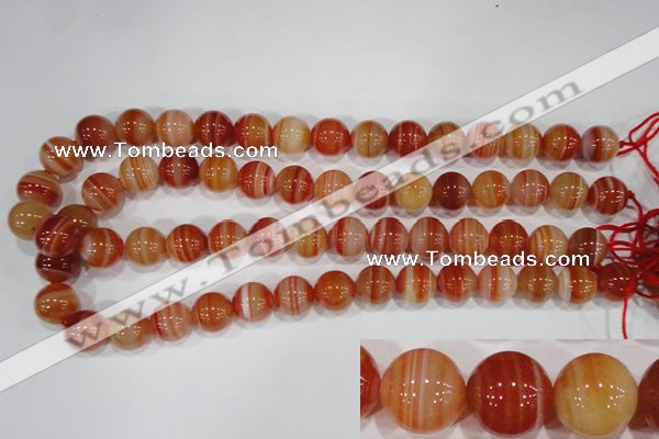 CAG3590 15.5 inches 14mm round red line agate beads wholesale