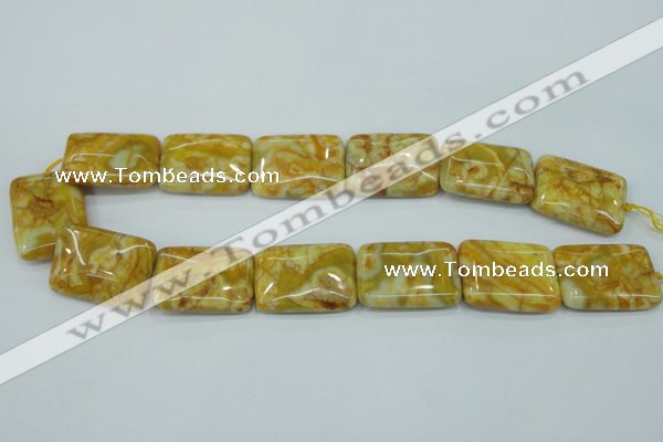 CAG3625 15.5 inches 22*30mm rectangle yellow crazy lace agate beads