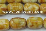 CAG3638 15.5 inches 15*20mm drum yellow crazy lace agate beads