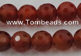 CAG3664 15.5 inches 14mm carved round matte red agate beads