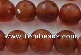 CAG3665 15.5 inches 16mm carved round matte red agate beads