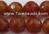 CAG3666 15.5 inches 18mm carved round matte red agate beads