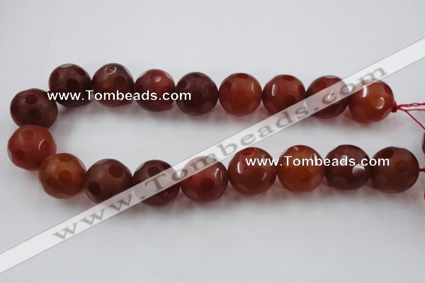 CAG3669 15.5 inches 24mm carved round matte red agate beads