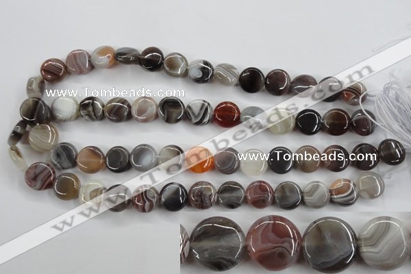 CAG3714 15.5 inches 14mm flat round botswana agate beads wholesale