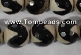 CAG3845 15.5 inches 16mm faceted round tibetan agate beads wholesale