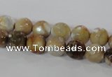 CAG3862 15.5 inches 8mm faceted round fire crackle agate beads