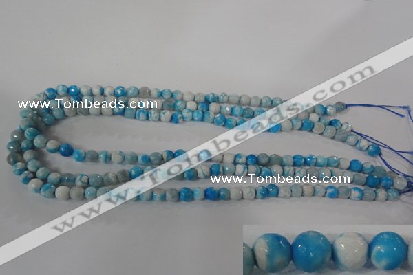 CAG3871 15.5 inches 6mm faceted round fire crackle agate beads